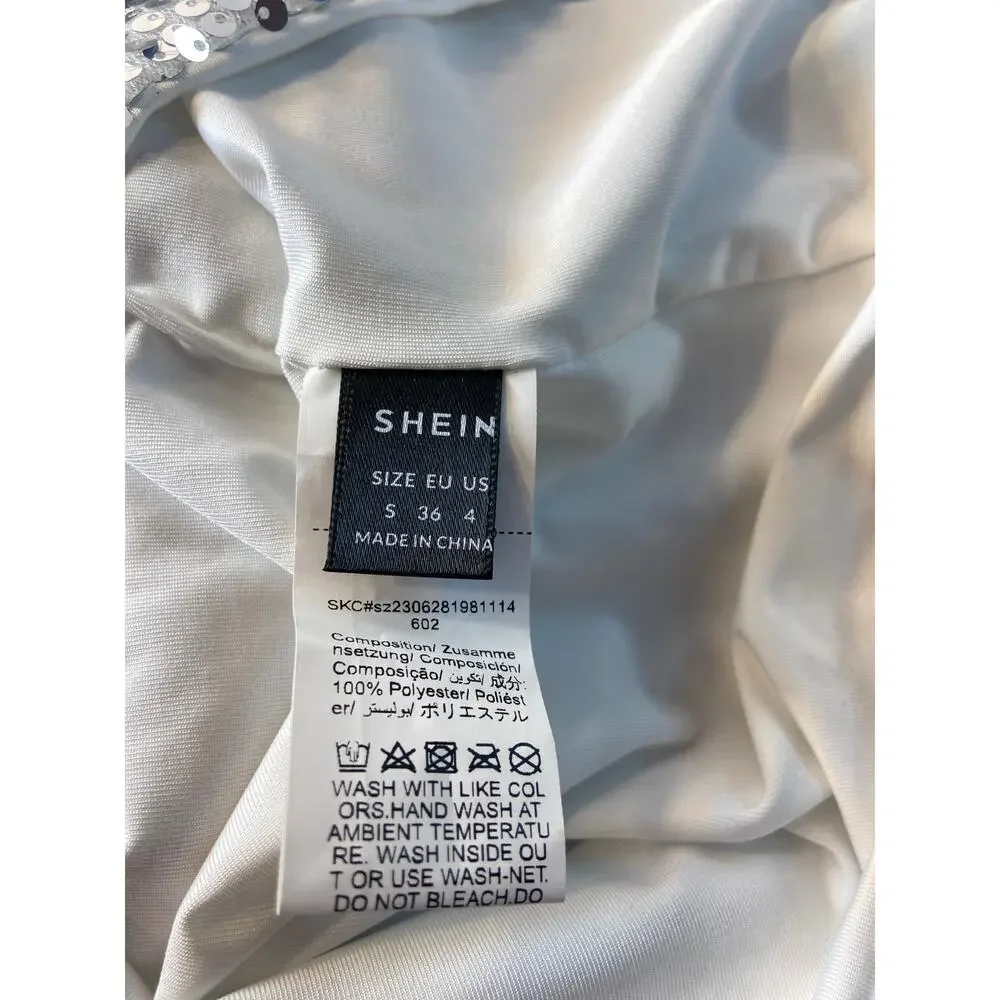 SHEIN 2 piece, Aveloria Rosie‎ sexy silver mini skirt and top